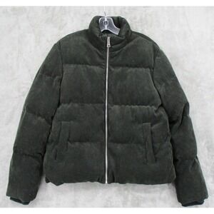 Vigoss Jacket Womens Medium Corduroy Down Puffer Full Zip Outdoor Coat Green